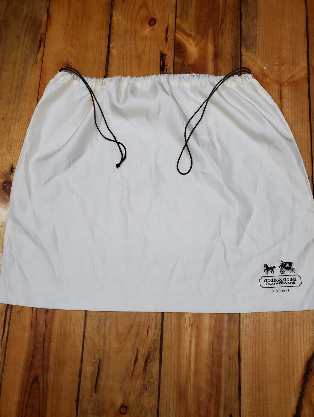 Coach Leatherware Dust Bag Large White Drawstring Cotton Horse Carriage Est 1941